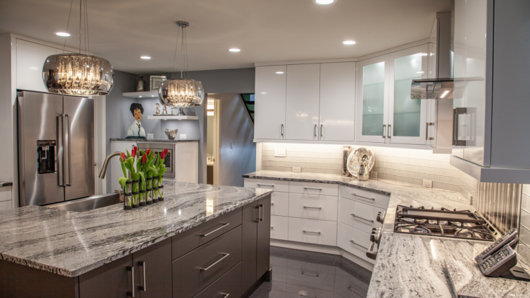 Basement Kitchen With great amounts of lighting