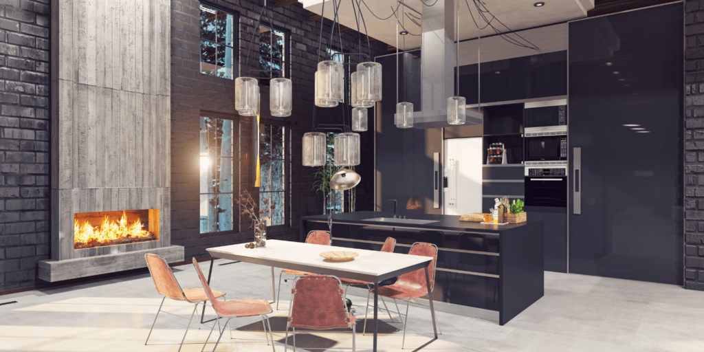 Industrial kitchen charcoal colour palette