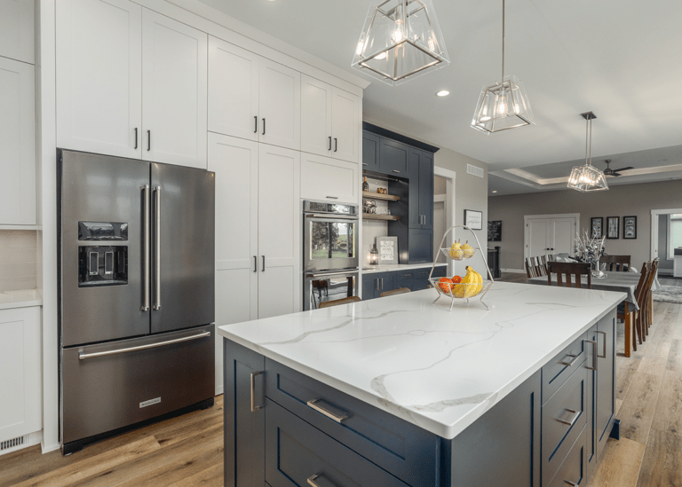 kitchen storage island with cabinets and drawers