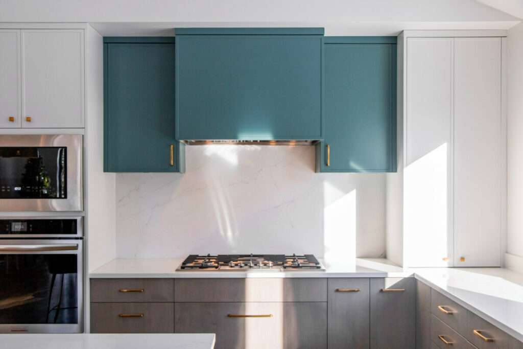 green upper kitchen cabinets