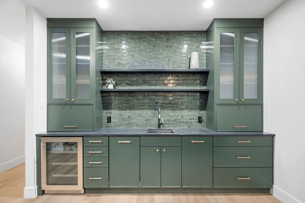 green cabinets for kitchenettes